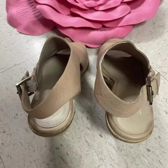 EILEEN‎ FISHER Glance Leather Peep Toe Slingback Heel Shoe Sandals - Picture 4 of 9